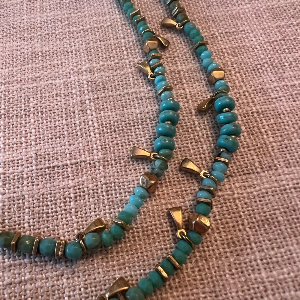 Stella & Dot Turquoise and Gold Beaded versatile Necklace or bracelet - Picture 6 of 6